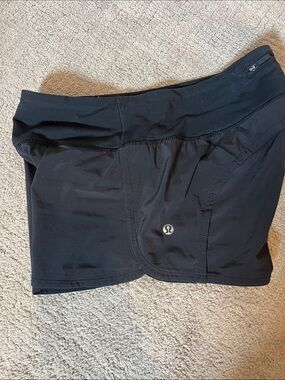 lululemon athletica Black Athletic Shorts with Reflective Logo